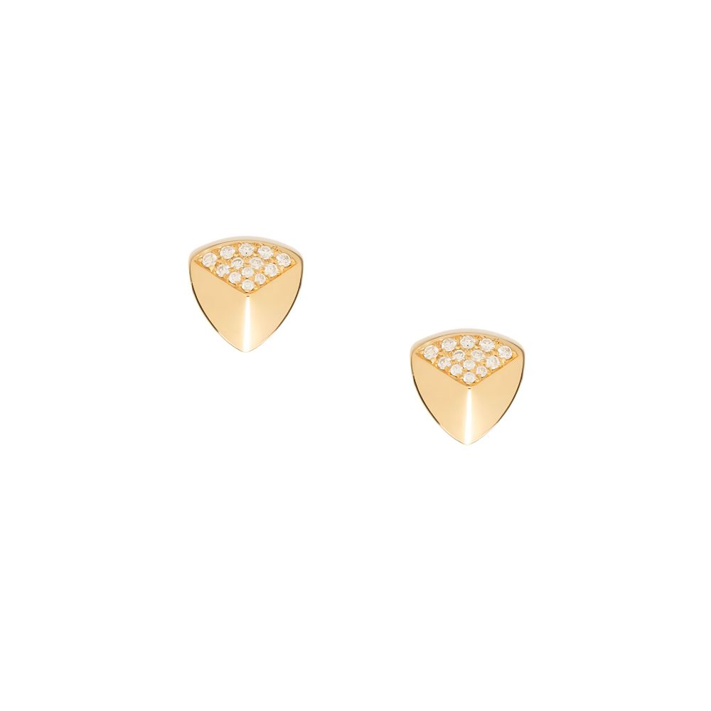 Peruffo 18k Yellow Gold Candy Half Pave Diamond Stud Earrings